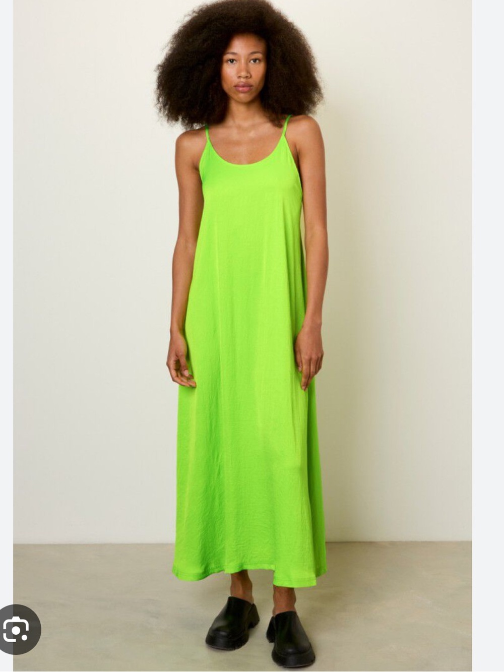 American Vintage Midland Neon Green Slip Maxi Dress